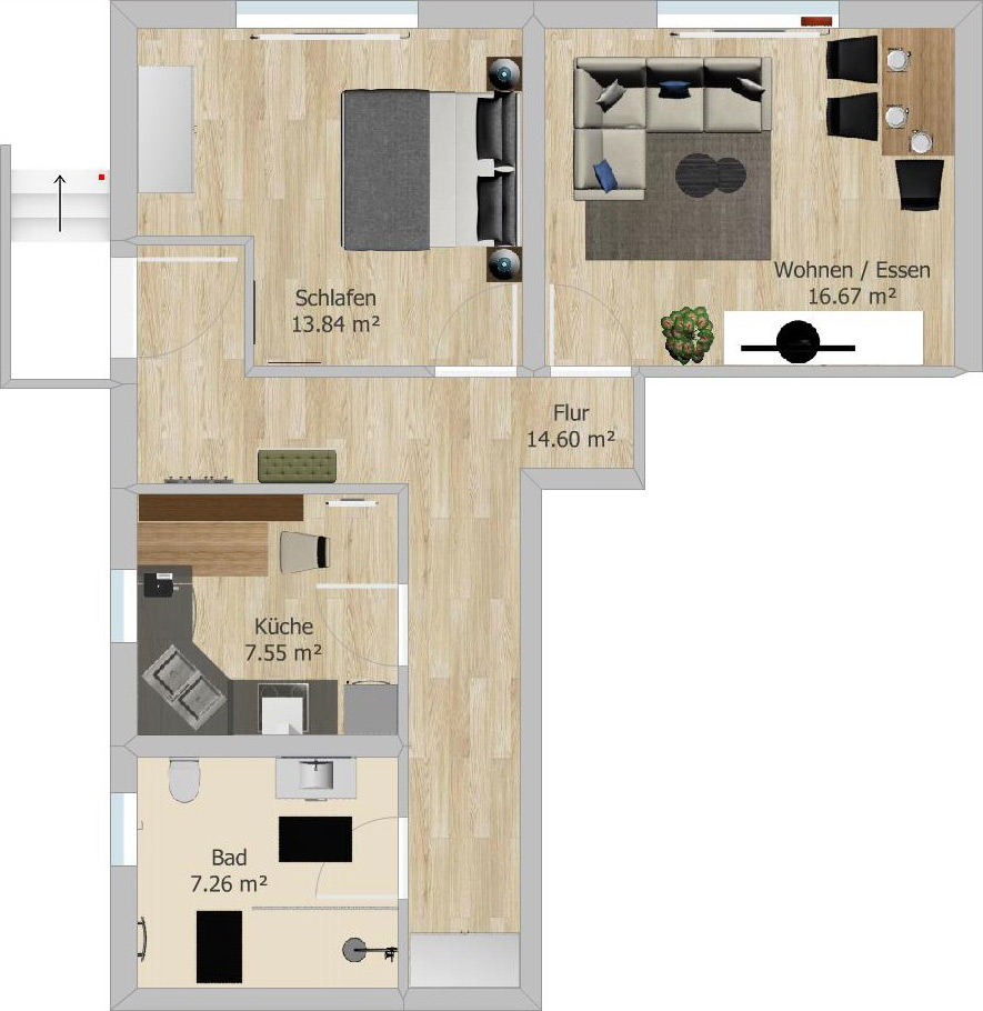 Grundriss der Ferienwohnung „Frankennest“ in Loffeld, Bad Staffelstein